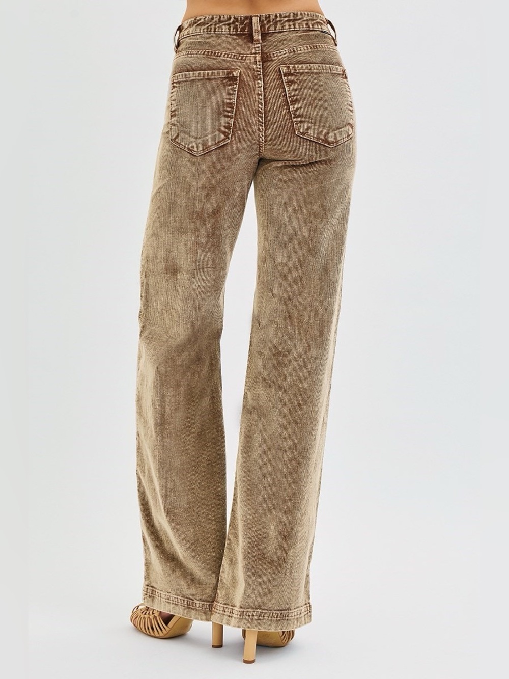 PW21322X MOCHA PLUS Risen High Rise Wide Leg Corduroy Pants - Picture 3 of 4